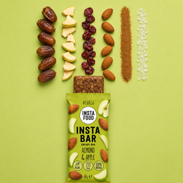 20 pcs Insta Bar Natural Energy Bar Almond Apple Cranberries 40 g
