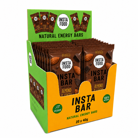 20 pcs Insta Bar Natural Energy Bar Cocoa Carob 40 g